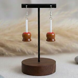 Red Candy Apple with Caramel - Handmade Earrings
